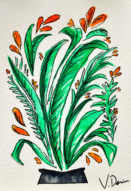 Flower Pot - Mini Postcard